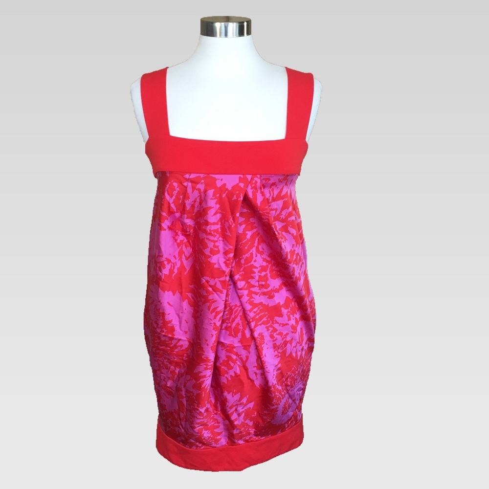 DVF Red + Pink Silk "Payne" Dress w Pockets